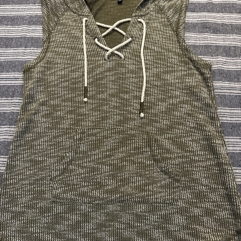 Inspired Hearts Olive Lace-Up Knit Tank with Drawcord